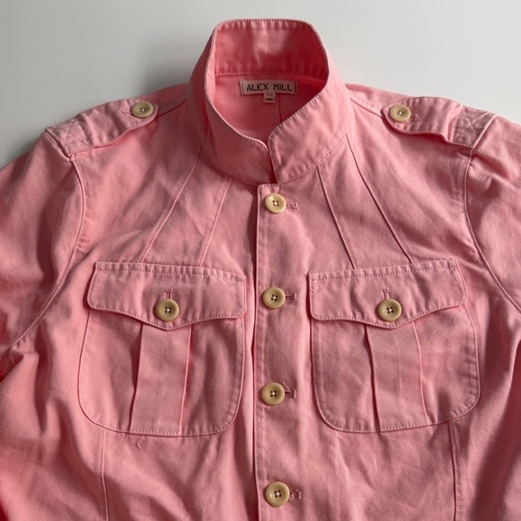 Alex Mill Women’s Utility Field Jacket XL Pink Military Officer Style Cotton Cho - Picture 4 of 10